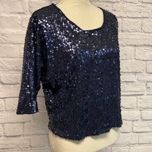 Forever 21 Navy Sequin Women's Top Sz M